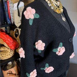 Luna Ivy hand stitched 3D flower pop out sweater.